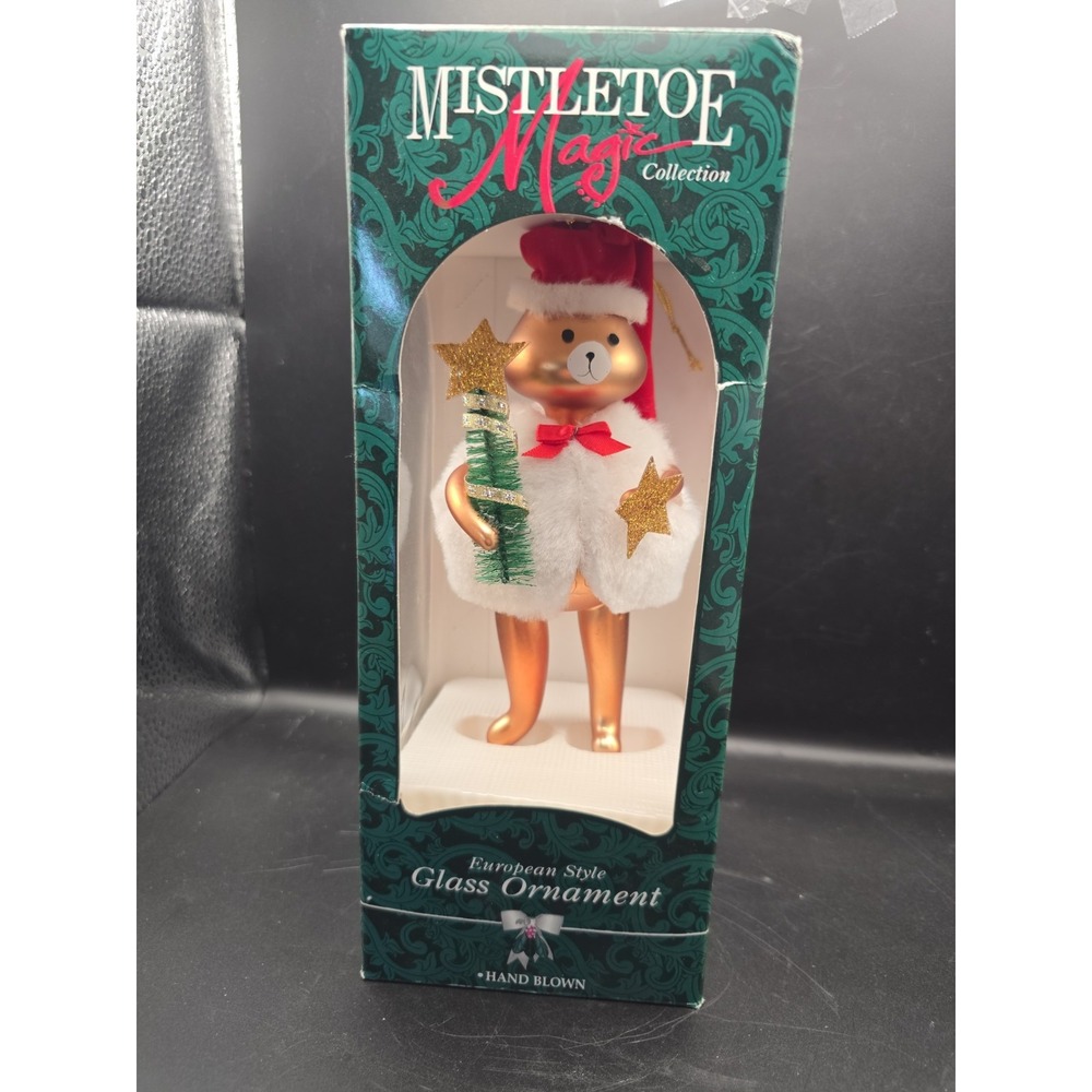 Vintage Santa's Best European Style Glass Hand Blown Teddy Bear